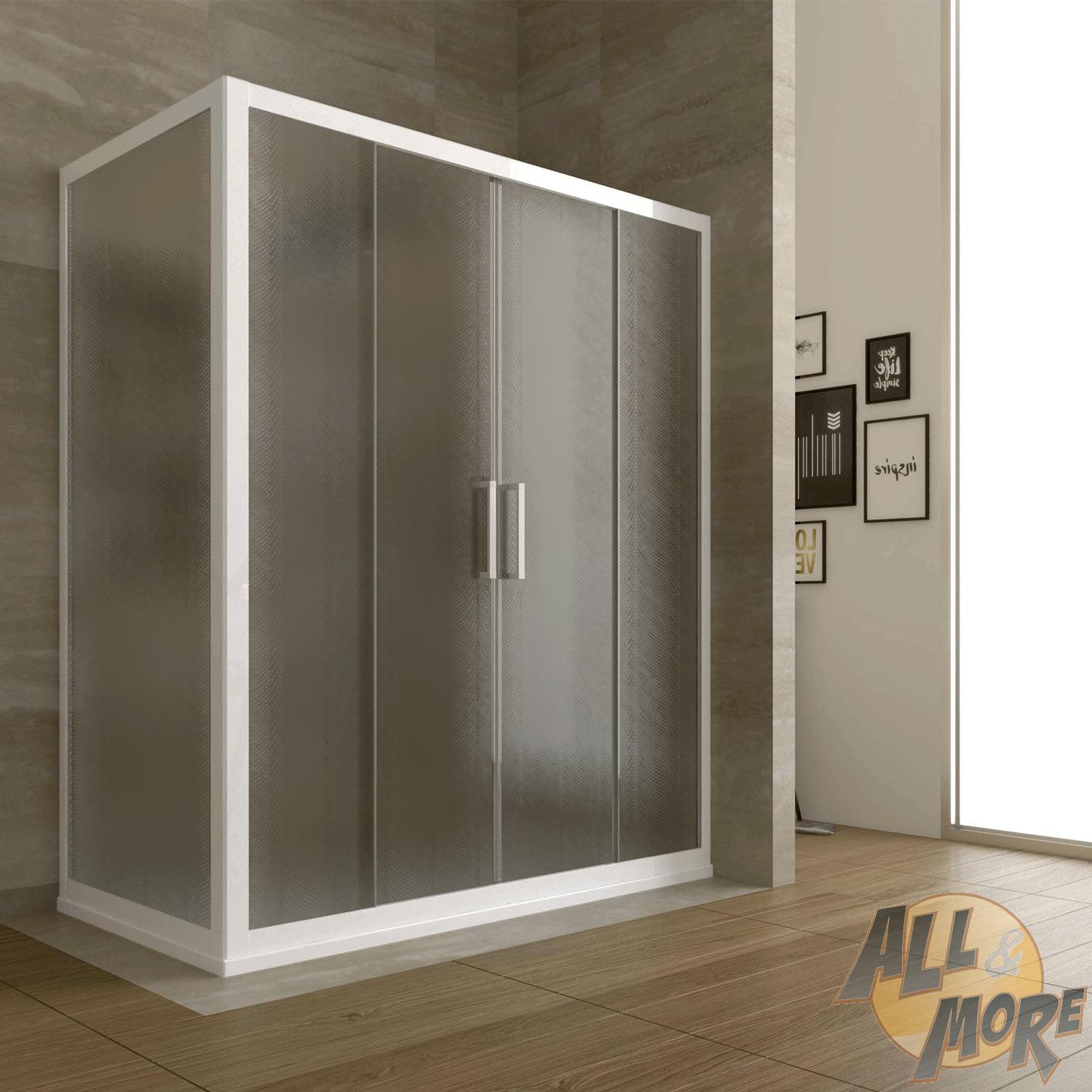 Cabina Doccia In Legno.Box Doccia In Pvc 80x130cm Profilo Bianco Vetro Cincilla Scorrevole 2 Ante Ebay