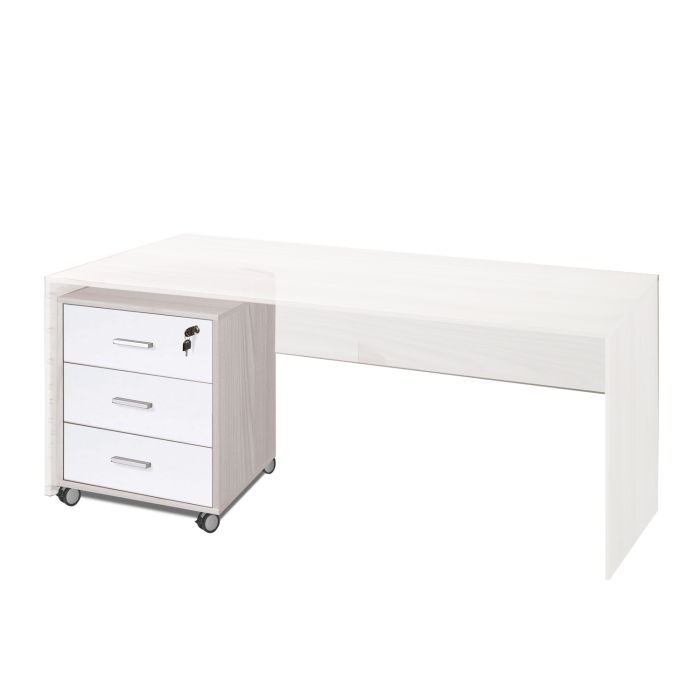 Box Doccia .it - Cassettiera con ruote 3 cassetti h 70 cm colore Bianco  Fiammato