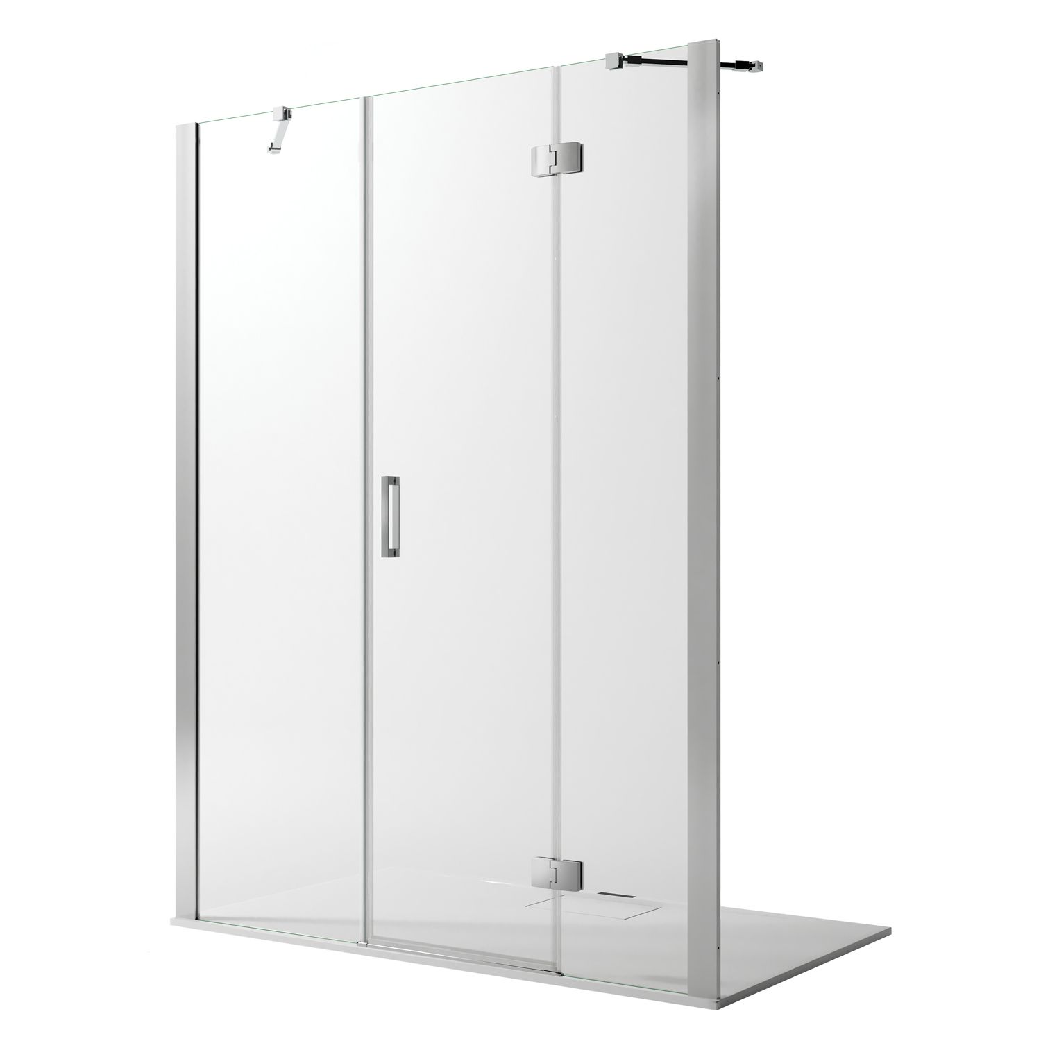 Porta doccia pieghevole Essential 90 cm, H 185 cm in vetro temprato,  spessore 4 mm trasparente silver